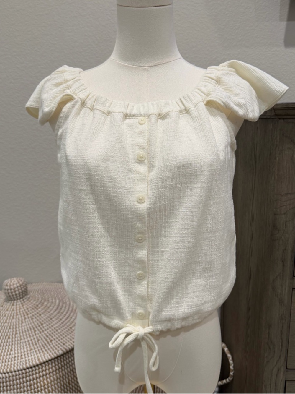 Madewell Women's Textured & Thread Off The Shoulder Top Size Small